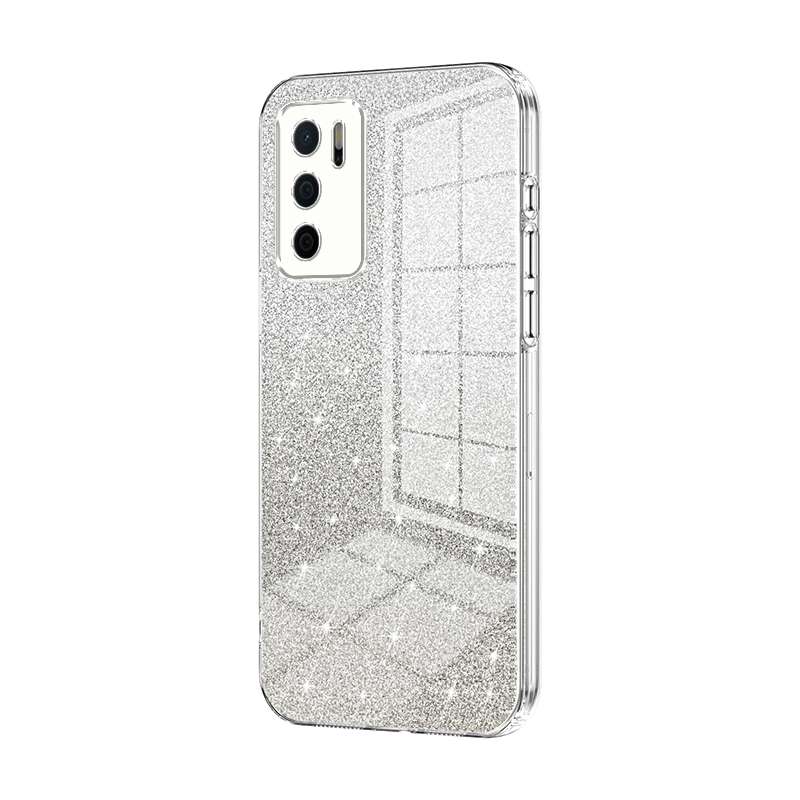 For OPPO A16 / A16s / A54s Gradient Glitter Powder Electroplated Phone Case(Pink)