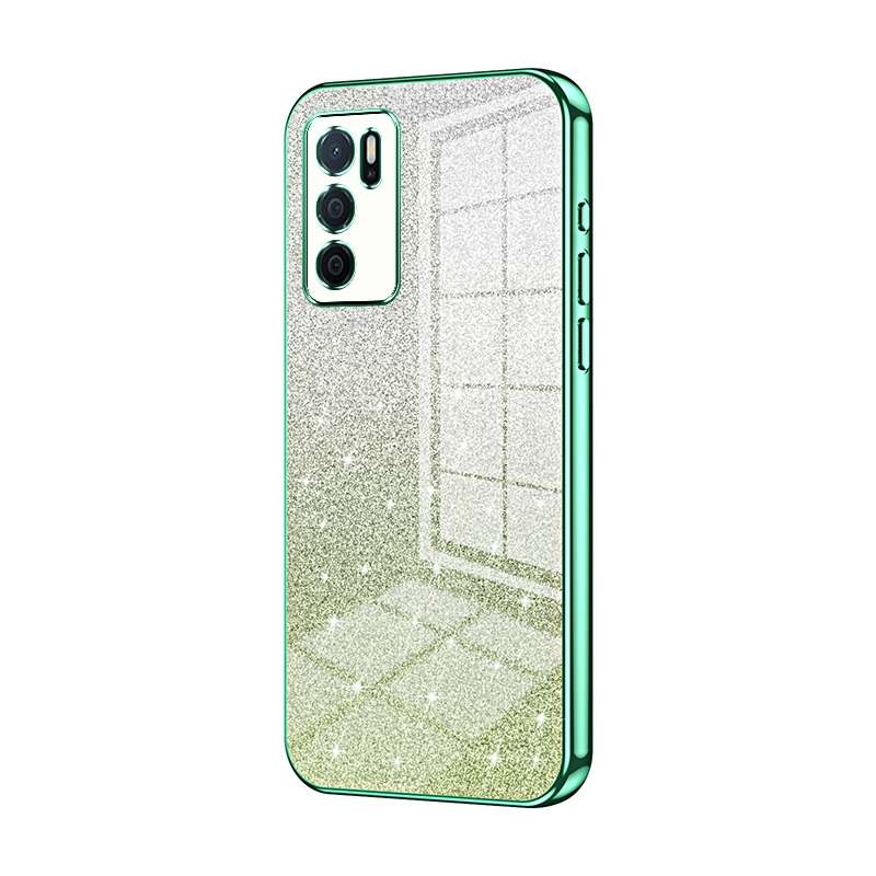 For OPPO A16 / A16s / A54s Gradient Glitter Powder Electroplated Phone Case(Pink)