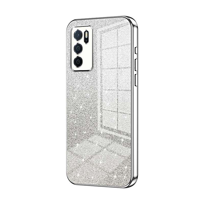 For OPPO A16 / A16s / A54s Gradient Glitter Powder Electroplated Phone Case(Pink)