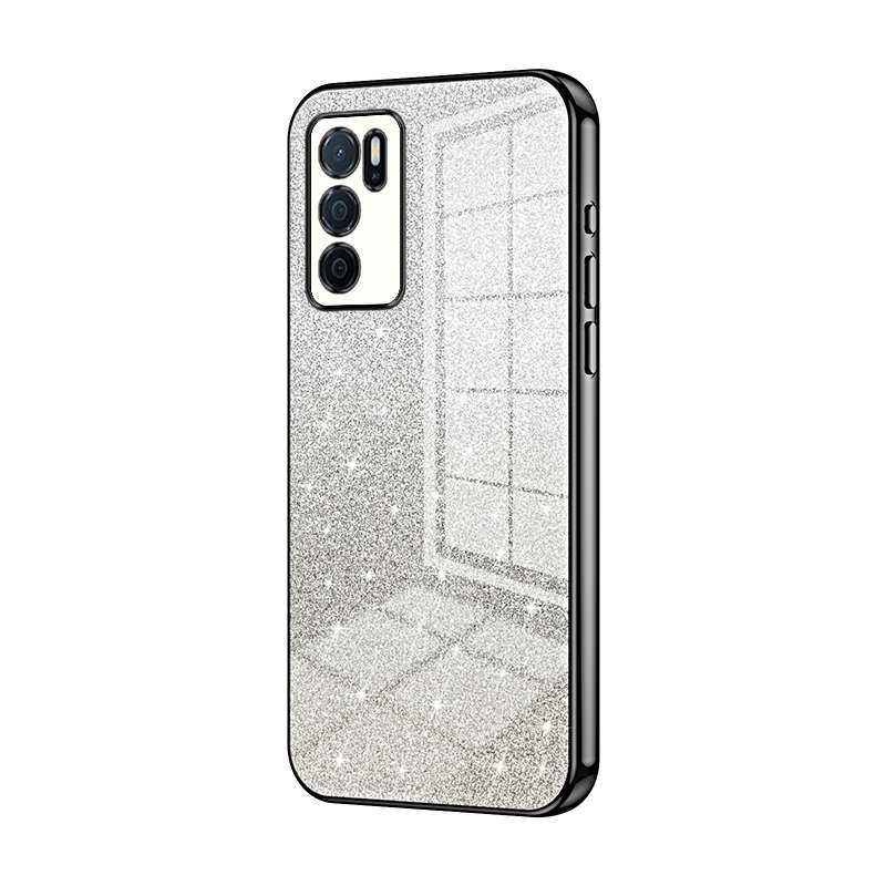 For OPPO A16 / A16s / A54s Gradient Glitter Powder Electroplated Phone Case(Pink)