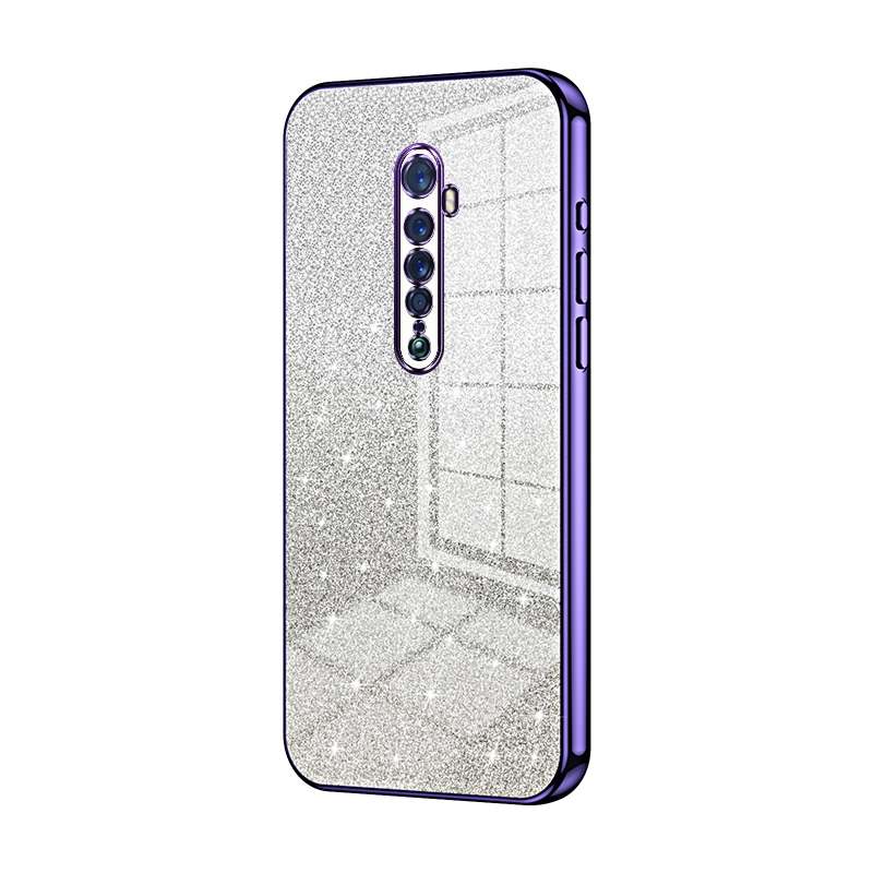 For OPPO Reno2 Gradient Glitter Powder Electroplated Phone Case(Gold)