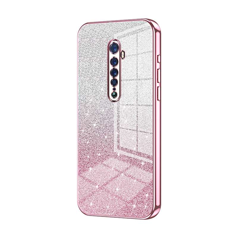 For OPPO Reno2 Gradient Glitter Powder Electroplated Phone Case(Gold)