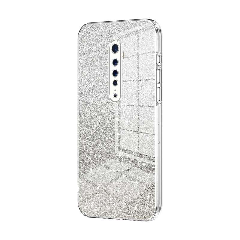 For OPPO Reno2 Gradient Glitter Powder Electroplated Phone Case(Gold)