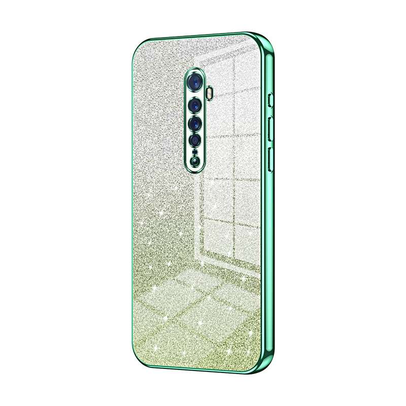 For OPPO Reno2 Gradient Glitter Powder Electroplated Phone Case(Gold)