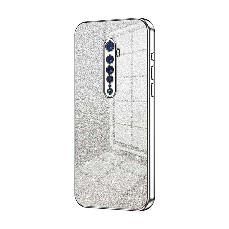 For OPPO Reno2 Gradient Glitter Powder Electroplated Phone Case(Gold)