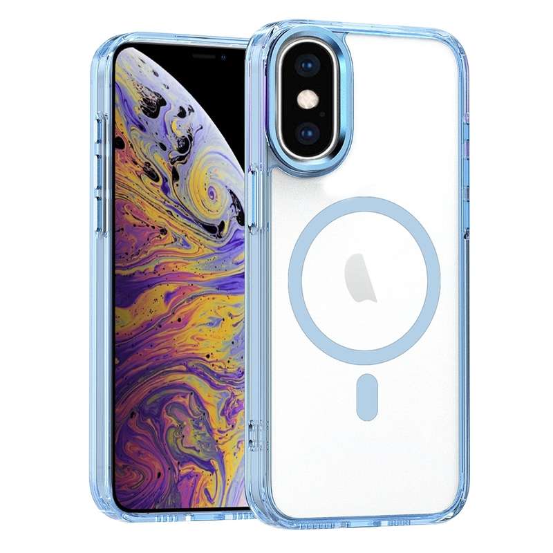 For iPhone XS Max MagSafe Magnetic Clear Phone Case(Purple)