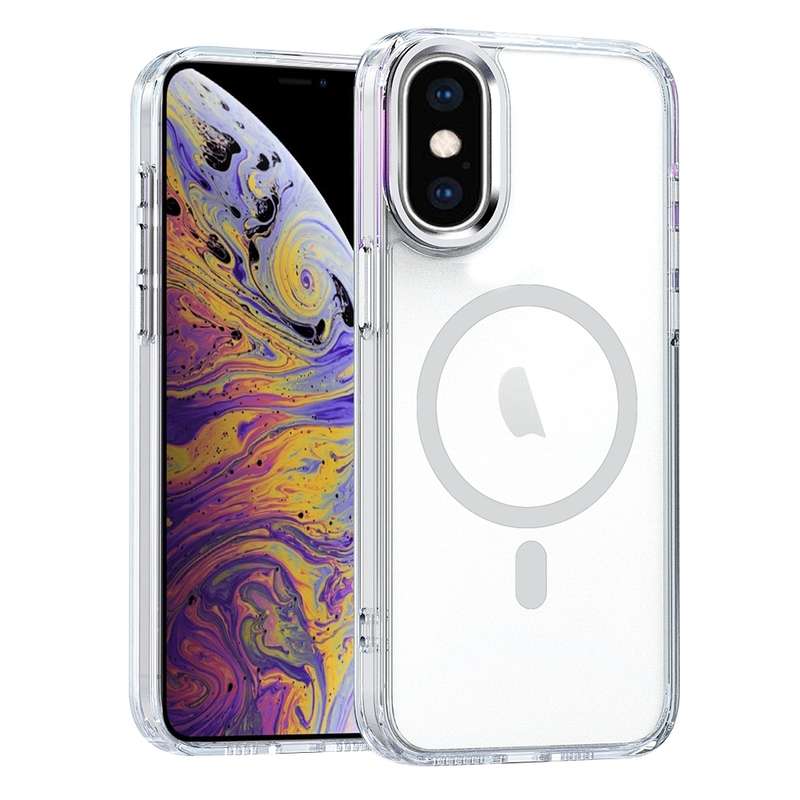 For iPhone XS Max MagSafe Magnetic Clear Phone Case(Purple)