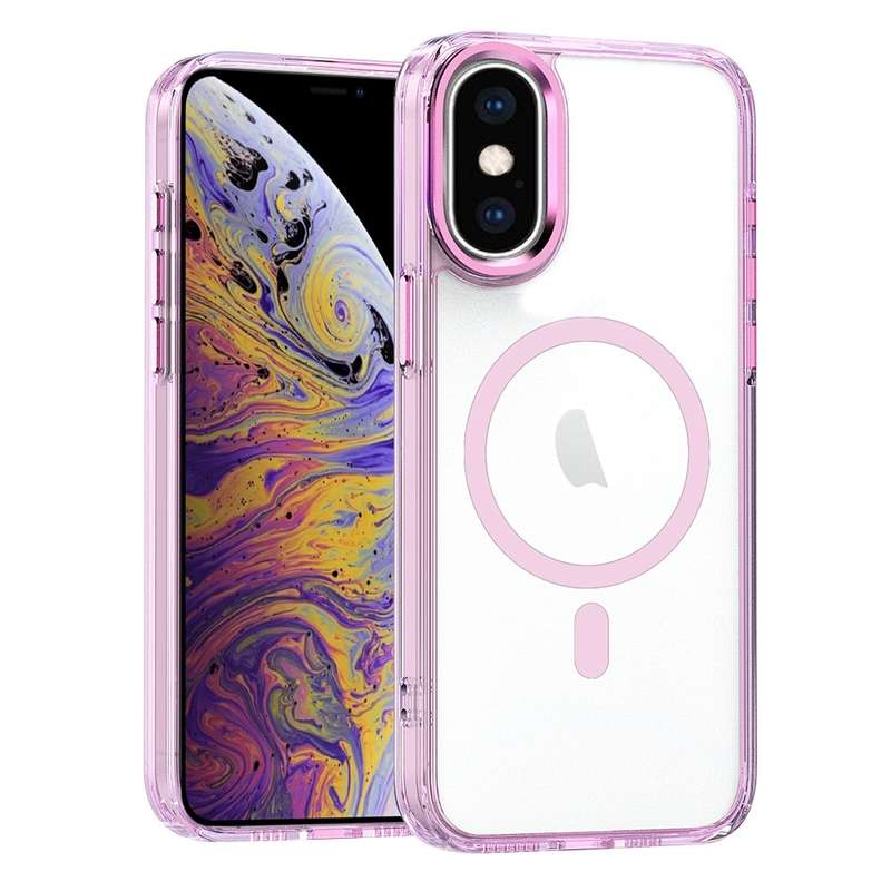 For iPhone XS Max MagSafe Magnetic Clear Phone Case(Purple)