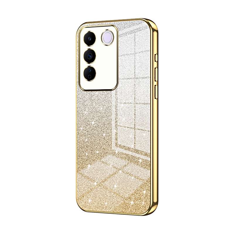 For vivo S16e / V27e Gradient Glitter Powder Electroplated Phone Case(Black)