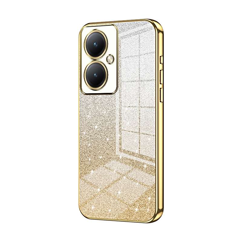 For vivo Y35M+ / Y35+ / Y27 4G Gradient Glitter Powder Electroplated Phone Case(Black)