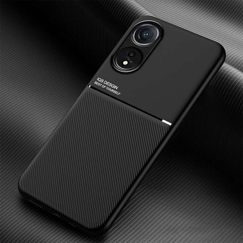 For OPPO A78 4G Classic Tilt Strip Grain Magnetic PC Hybrid TPU Phone Case(Green)