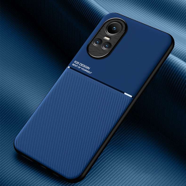 For OPPO Reno10/Reno10 Pro Global Classic Tilt Strip Grain Magnetic PC Hybrid TPU Phone Case(Black)
