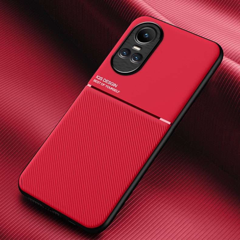 For OPPO Reno10/Reno10 Pro Global Classic Tilt Strip Grain Magnetic PC Hybrid TPU Phone Case(Black)
