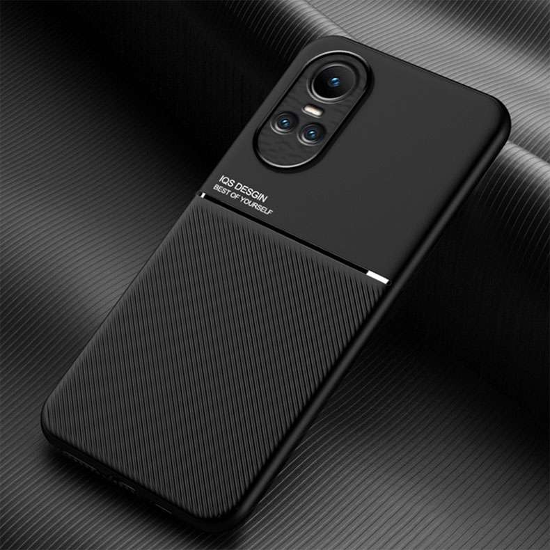 For OPPO Reno10/Reno10 Pro Global Classic Tilt Strip Grain Magnetic PC Hybrid TPU Phone Case(Black)