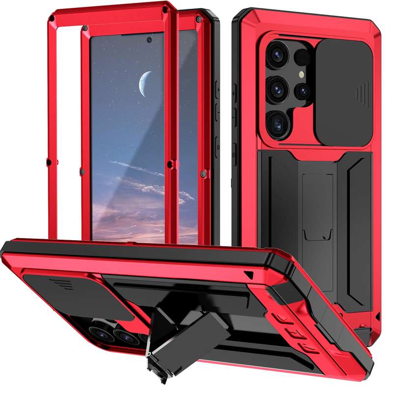 For Samsung Galaxy S24 Ultra 5G R-JUST Sliding Camera Life Waterproof Holder Phone Case(Black)