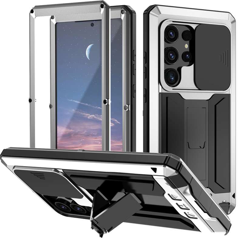 For Samsung Galaxy S24 Ultra 5G R-JUST Sliding Camera Life Waterproof Holder Phone Case(Black)