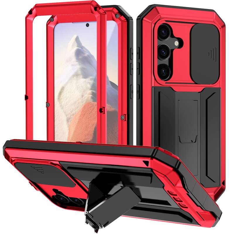 For Samsung Galaxy S24 5G R-JUST Sliding Camera Life Waterproof Holder Phone Case(Black)