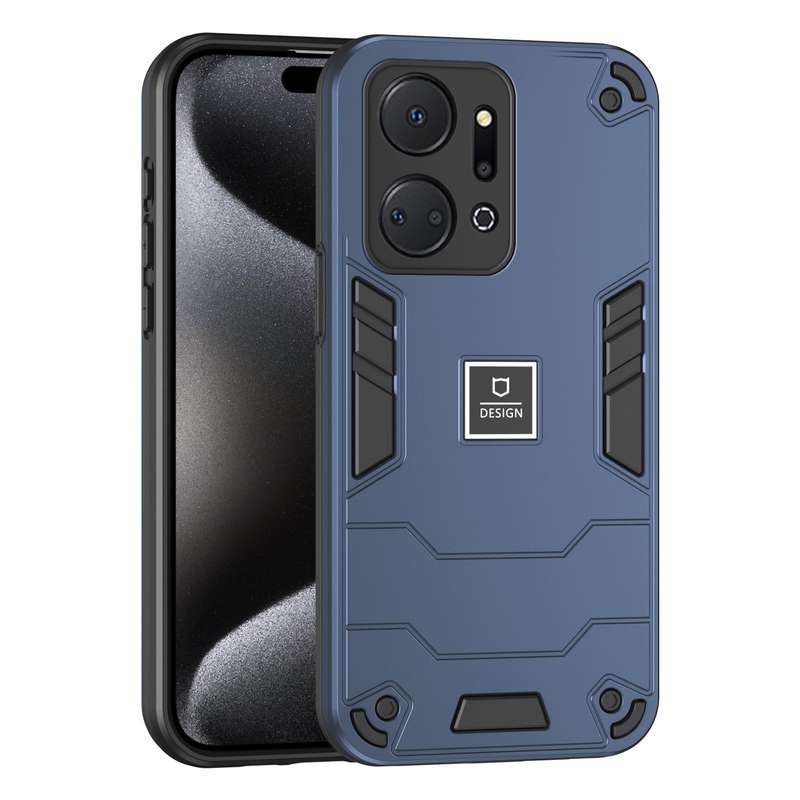 For Honor X7a 2 in 1 Shockproof Phone Case(Black)