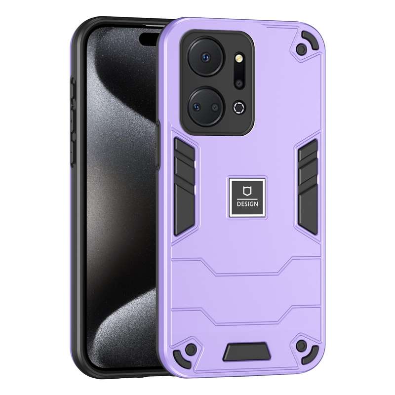 For Honor X7a 2 in 1 Shockproof Phone Case(Black)