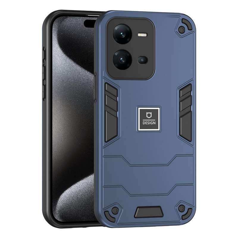 For vivo V25e 2 in 1 Shockproof Phone Case(Black)