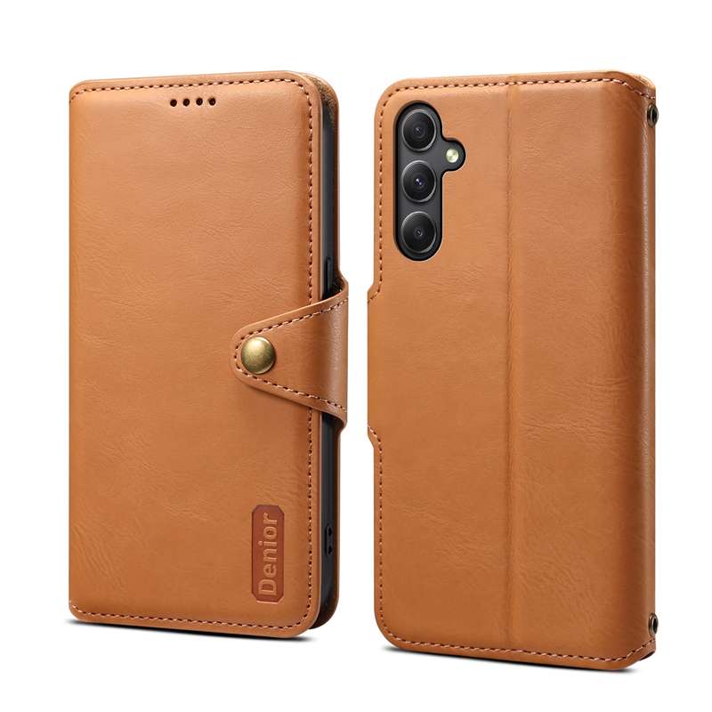 For Samsung Galaxy A24 5G Denior Cowhide Texture Wallet Style Leather Phone Case(Khaki)
