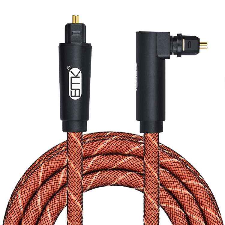 EMK 90 Degree Swivel Adjustable Right Angled 360 Degrees Rotatable Plug Nylon Woven Mesh Optical Aud