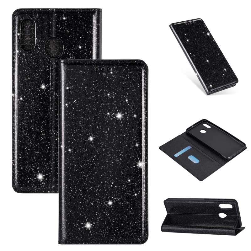 For Samsung Galaxy A20 / A30 Ultrathin Glitter Magnetic Horizontal Flip Leather Case with Holder & C