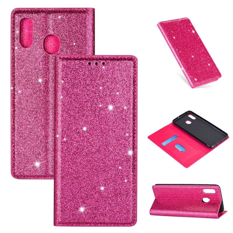 For Samsung Galaxy A20 / A30 Ultrathin Glitter Magnetic Horizontal Flip Leather Case with Holder & C
