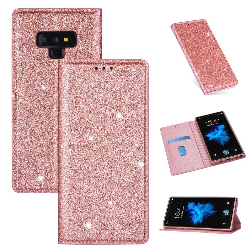 For Samsung Galaxy Note 9 Ultrathin Glitter Magnetic Horizontal Flip Leather Case with Holder & Card