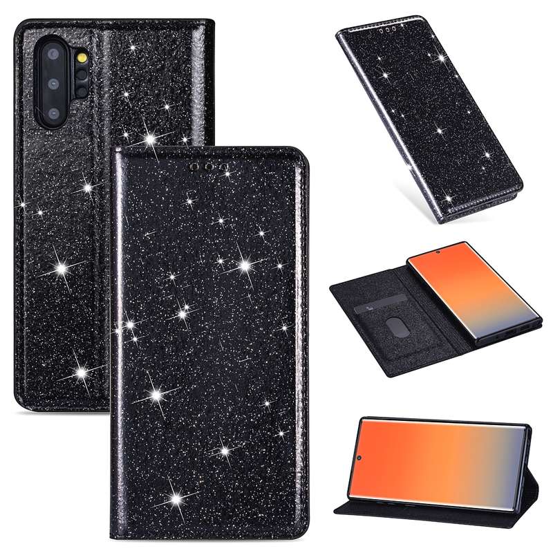 For Samsung Galaxy Note 10 Plus Ultrathin Glitter Magnetic Horizontal Flip Leather Case with Holder