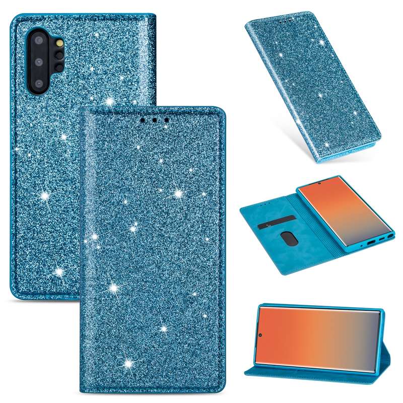 For Samsung Galaxy Note 10 Plus Ultrathin Glitter Magnetic Horizontal Flip Leather Case with Holder