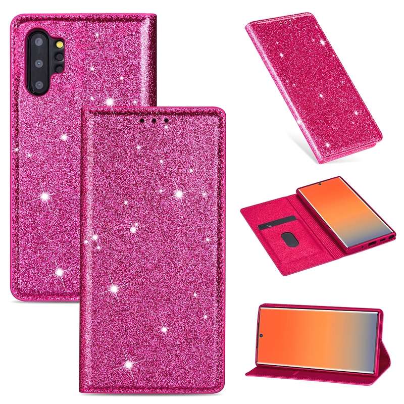 For Samsung Galaxy Note 10 Plus Ultrathin Glitter Magnetic Horizontal Flip Leather Case with Holder