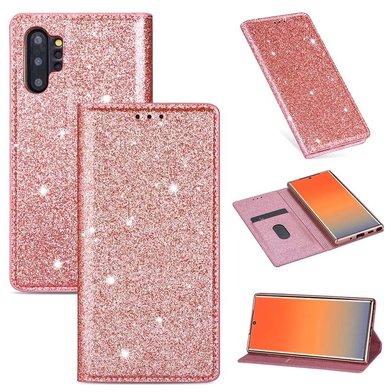 For Samsung Galaxy Note 10 Plus Ultrathin Glitter Magnetic Horizontal Flip Leather Case with Holder