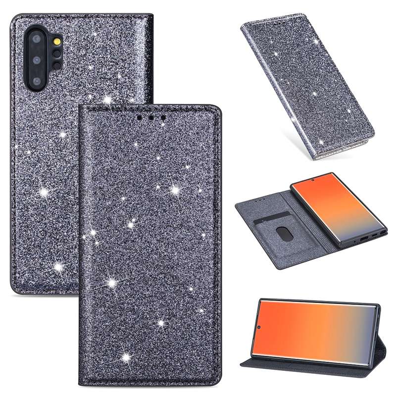 For Samsung Galaxy Note 10 Plus Ultrathin Glitter Magnetic Horizontal Flip Leather Case with Holder