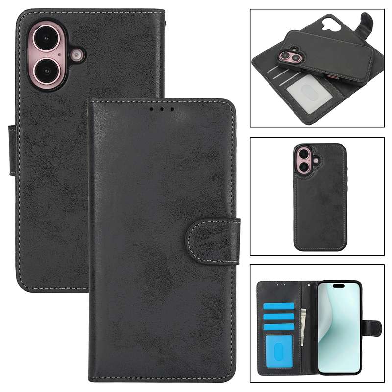 For iPhone 16 2 in 1 Detachable Phone Leather Case(Pink)