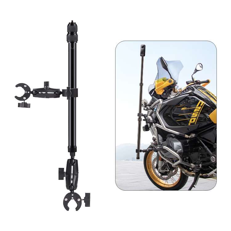 Dual-heads Crab & Single Heads Motorcycle Clamps Handlebar Fixed Mount 3-stage Telescopic Selfie Sti