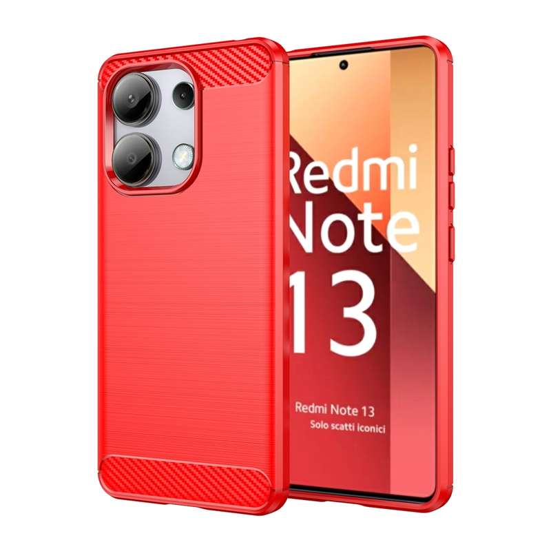 For Xiaomi Redmi Note 13 4G Global Brushed Texture Carbon Fiber TPU Phone Case(Red)