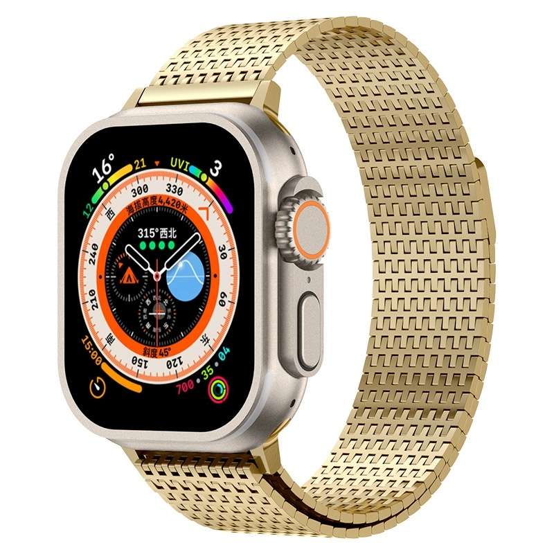 For Apple Watch Series 9 45mm Milanese Loop Magnetic Clasp Stainless Steel Watch Band(Gold)