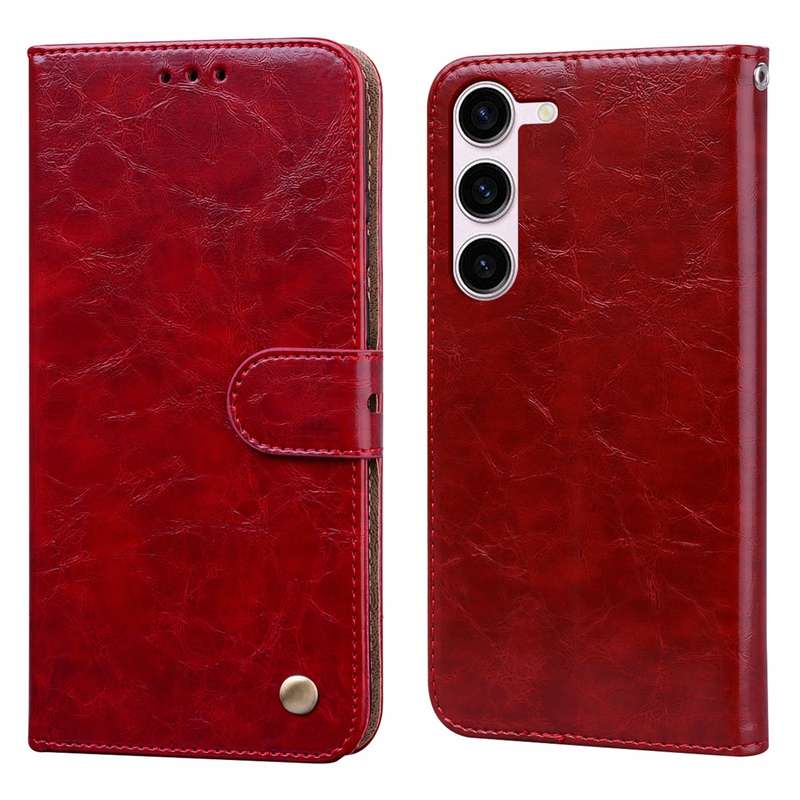 For Samsung Galaxy S24+ Oil Wax Texture Shockproof Flip Leather Phone Case(Red)