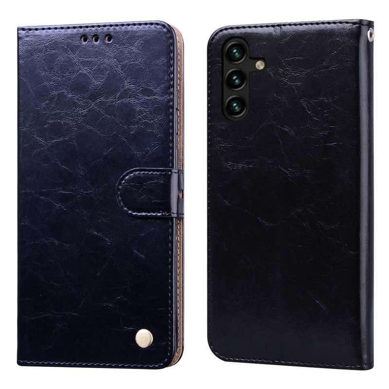 For Samsung Galaxy A04 / A04s Oil Wax Texture Shockproof Flip Leather Phone Case(Black)