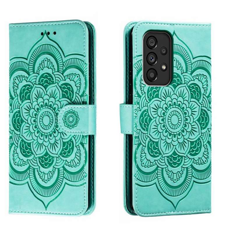For Samsung Galaxy A53 5G Sun Mandala Embossing Pattern Phone Leather Case(Green)