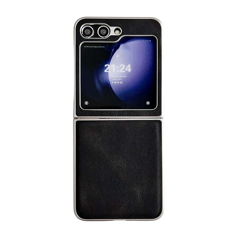 For Samsung Galaxy Z Flip5 Skin Feel Leather Texture Pearlescent Paint Shockproof Phone Case(Bl