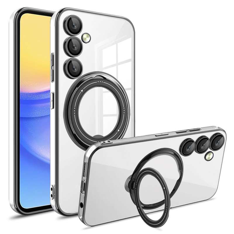 For Samsung Galaxy A15 Electroplating MagSafe 360 Degree Rotation Holder Shockproof Phone Case(