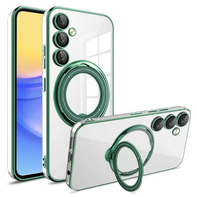 For Samsung Galaxy A15 Electroplating MagSafe 360 Degree Rotation Holder Shockproof Phone Case(
