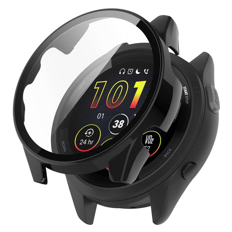 For Garmin Forerunner 165 / 165 Music PC + Tempered Film Integrated Watch Protective Case(Black)