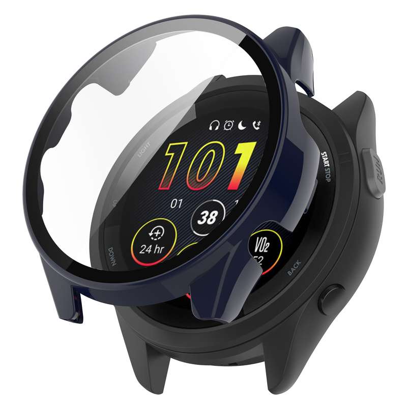 For Garmin Forerunner 165 / 165 Music PC + Tempered Film Integrated Watch Protective Case(Black)