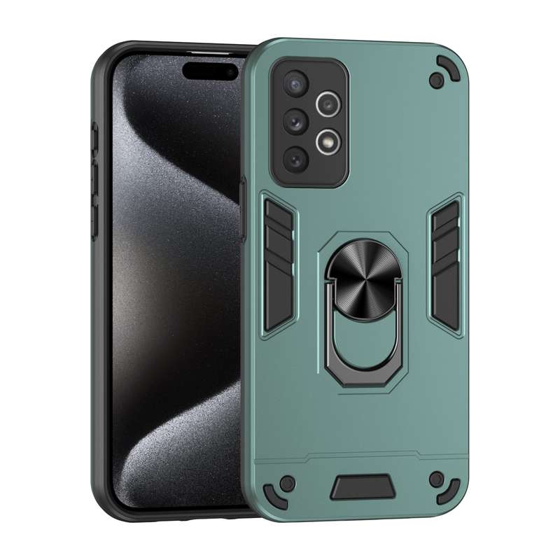 For Samsung Galaxy A72 5G Shockproof Metal Ring Holder Phone Case(Green)
