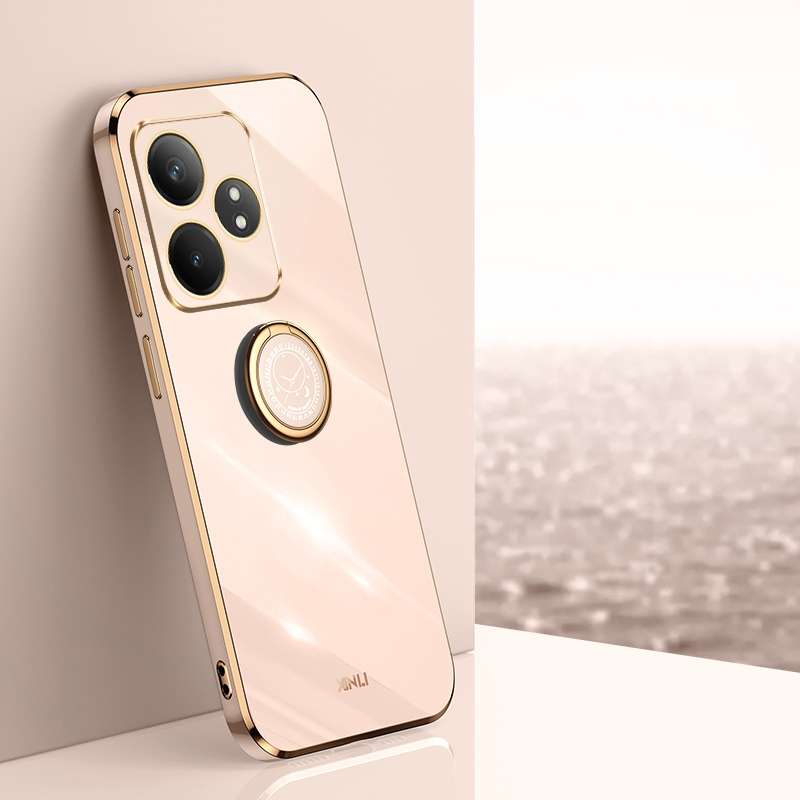 For Realme GT Neo6 XINLI Straight 6D Plating Gold Edge TPU Shockproof Case with Ring Holder(Pin