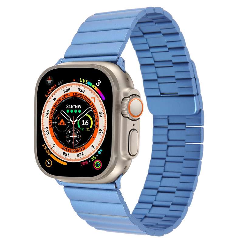 For Apple Watch Ultra 49mm Bamboo Stainless Steel Magnetic Watch Band(Blue)
