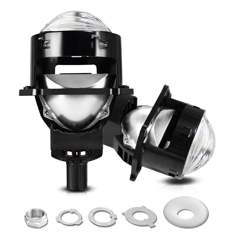 T01 1 Pair 3 inch Car Bifocal LED Lens Headlight, Left Driving (Black)